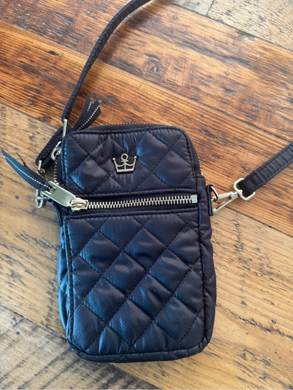 Quilted Crossbody Phone Bag - Black
